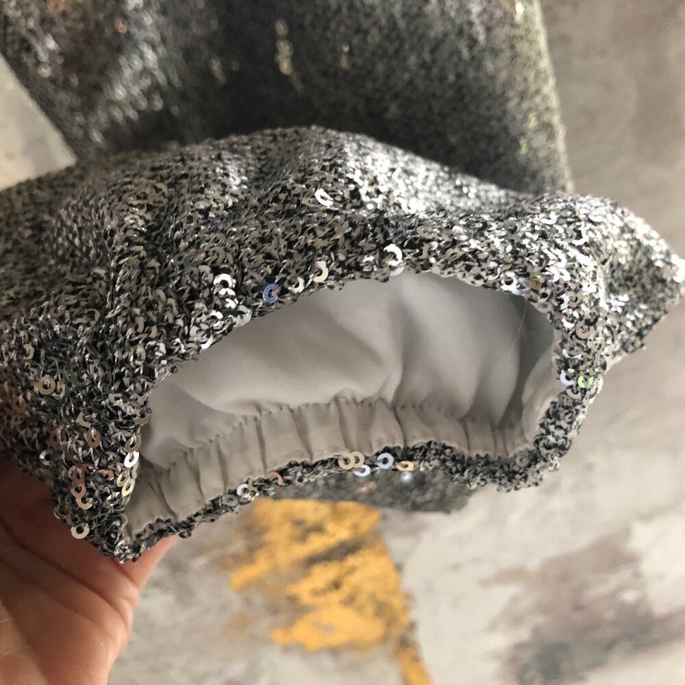 NWT David Lerner Silver Sequin Jogger Pant - Picture 9 of 16
